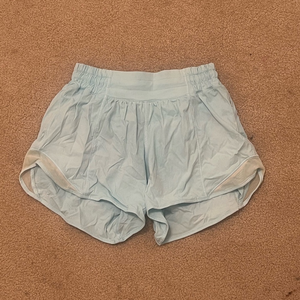 Lululemon light blue shorts in good quality just wrinkled
